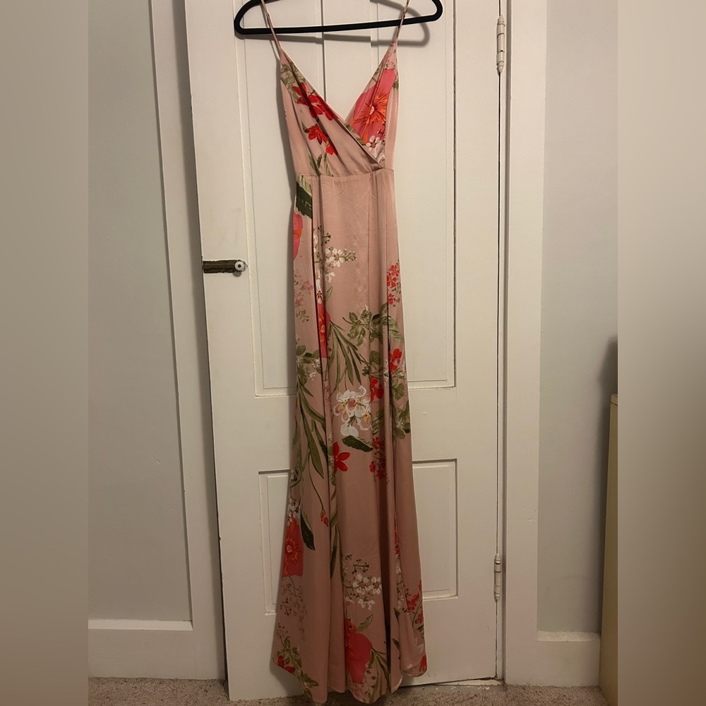 Lulu's Pink Floral Maxi Dress - Picture 4 of 7